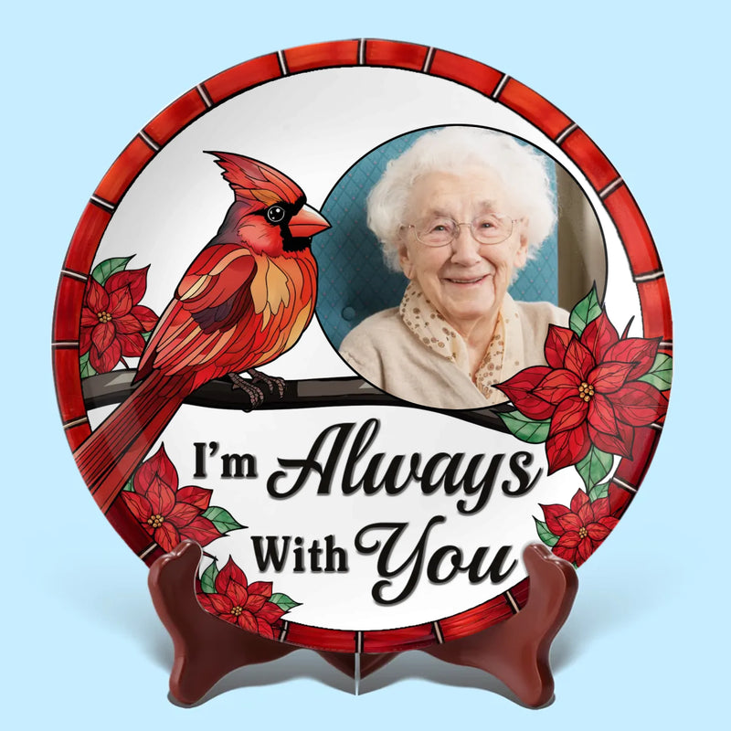 Custom Photo Love Never Fades, Only Grows - Memorial Personalized Custom Ceramic Plate - Sympathy Gift For Family Members