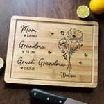 Custom Family Heritage Gifts for Mom and Grandma - Personalized Cutting Board