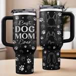 Custom Name Dog Mom Gifts for Women - Personalized Engraved 40oz Tumbler With Handle