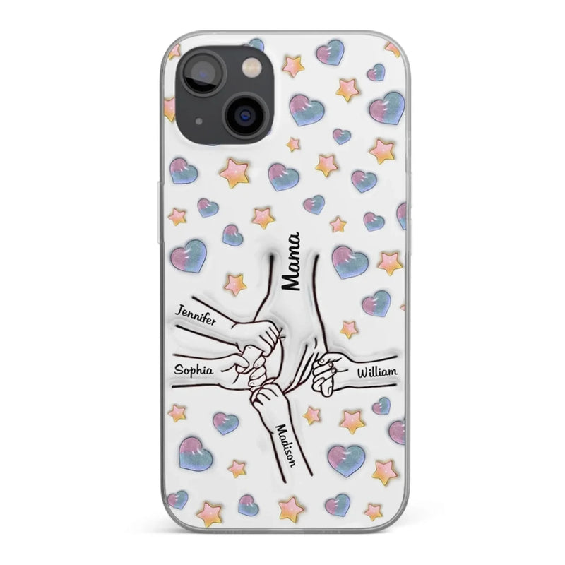 A Bond That Warms The Heart - Family Personalized Custom 3D Inflated Effect Printed Clear Phone Case - Mother's Day, Gift For Mom, Grandma