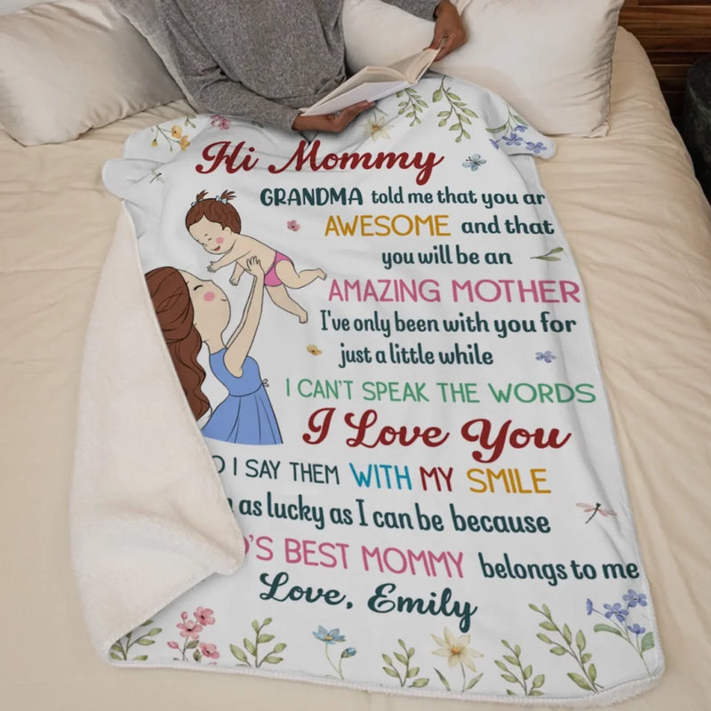 Snuggled In Mommy’s Love - Family Personalized Custom Blanket - Mother's Day, Baby Shower Gift, Gift For First Mom