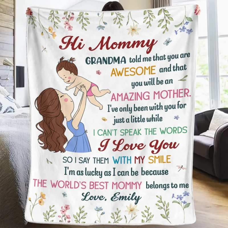 Snuggled In Mommy’s Love - Family Personalized Custom Blanket - Mother's Day, Baby Shower Gift, Gift For First Mom
