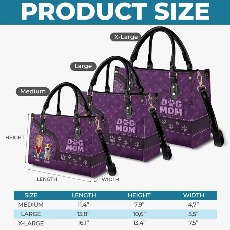 Dog Mom, More Love And Less Bark - Dog Personalized Custom Leather Handbag - Mother's Day, Gift For Pet Owners, Pet Lovers