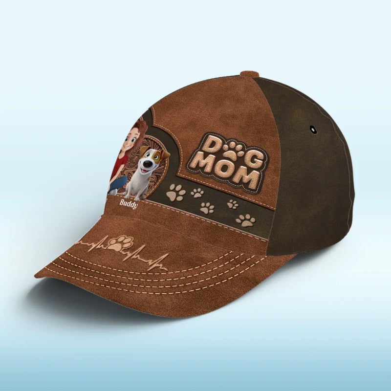 Dog Mom, My Heart Belongs To My Pups - Dog Personalized Custom Hat, All Over Print Classic Cap - Mother's Day, Gift For Pet Owners, Pet Lovers