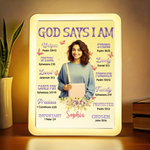 Custom Photo I Am Confident, Capable, And Strong - Family Personalized Custom LED Mirror Frame Lamp - Gift For Women