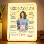 Custom Photo I Am Confident, Capable, And Strong - Family Personalized Custom LED Mirror Frame Lamp - Gift For Women