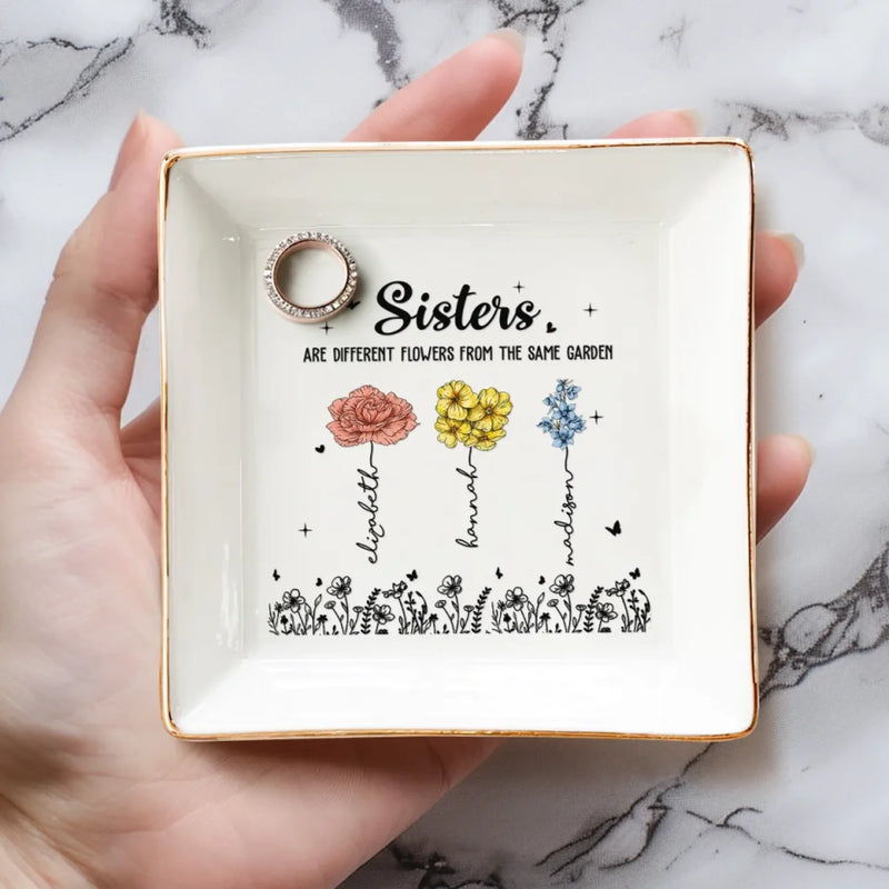 Best Friends Are The Flowers That Brighten Life - Bestie Personalized Custom Jewelry Dish - Gift For Best Friends, BFF, Sisters