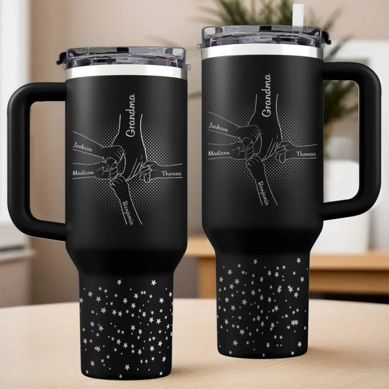 Bound By Love, Connected For Life - Family Personalized Custom Engraved 40oz Tumbler With Handle - Mother's Day, Gift For Mom, Grandma