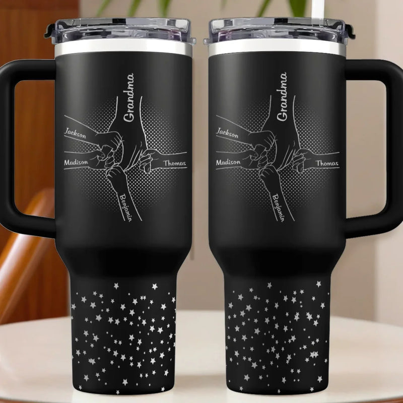 Bound By Love, Connected For Life - Family Personalized Custom Engraved 40oz Tumbler With Handle - Mother's Day, Gift For Mom, Grandma