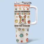 Not A Home Without Paw Prints - Dog & Cat Personalized Custom 3D Inflated Effect Printed 40 Oz Stainless Steel Tumbler With Handle - Gift For Dog Lovers, Cat Lovers
