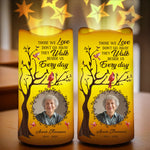 Custom Photo Love Lives On, Even After Goodbye - Memorial Personalized Custom LED Projection Flameless Candle - Sympathy Gift For Family Members