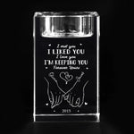 Our Love Story Never Ends - Couple Personalized Custom 3D Crystal Photo Laser Engraved, Crystal Candle Holder - Gift For Husband Wife, Anniversary