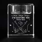 Our Love Story Never Ends - Couple Personalized Custom 3D Crystal Photo Laser Engraved, Crystal Candle Holder - Gift For Husband Wife, Anniversary