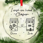 Forever Friends, No Matter Where - Bestie Personalized Custom Circle Glass Ornament - Christmas Gift For Best Friends, BFF, Sisters