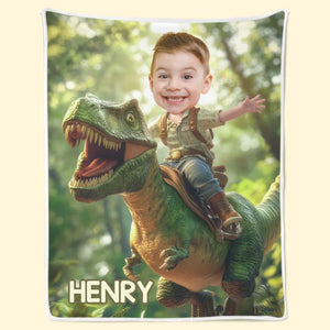 Custom Photo Roar Like A Dinosaur - Family Personalized Custom Blanket - Gift For Kids