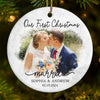 Custom Photo Our First Year Married - Couple Personalized Custom Ornament - Ceramic Round Shaped - Christmas Gift For Husband Wife, Anniversary, First Christmas
