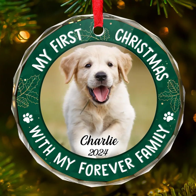 Custom Photo My Adorable Fur Baby - Dog & Cat Personalized Custom Circle Glass Ornament - Christmas Gift For Pet Owners, Pet Lovers, First Christmas