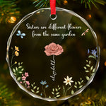 Side By Side Or Miles Apart - Bestie Personalized Custom Circle Glass Ornament - Christmas Gift For Sisters