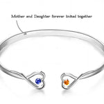 The Love Between Mother And Daughter Is Forever - Family Personalized Custom Engraved Infinity Heart Bangle With Birthstones - Mother's Day, Gift For Mom, Daughter