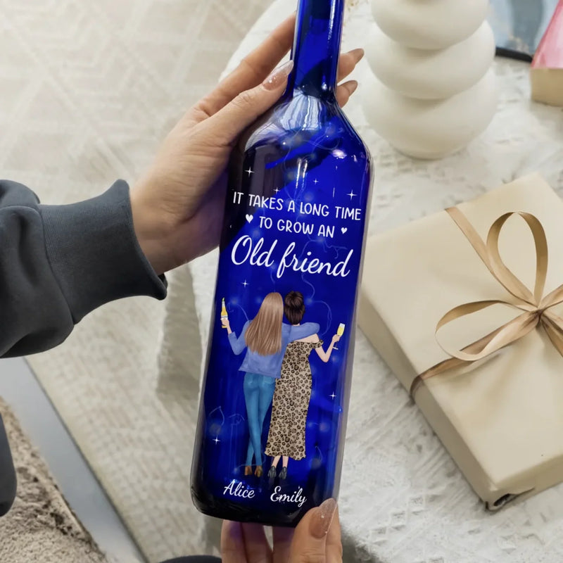 Best Friends Make The Best Memories - Bestie Personalized Custom Blue Bottle Lamp - Gift For Best Friends, BFF, Sisters