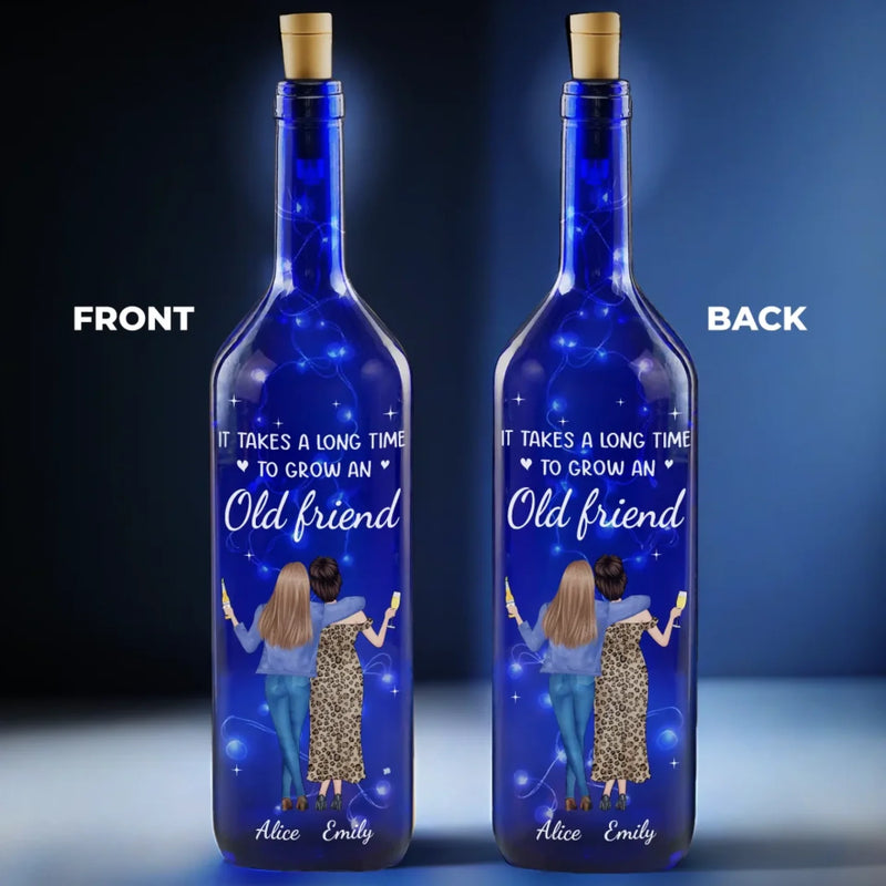 Best Friends Make The Best Memories - Bestie Personalized Custom Blue Bottle Lamp - Gift For Best Friends, BFF, Sisters
