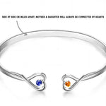 Forever Bonded, Treasured Always - Family Personalized Custom Engraved Infinity Heart Bangle With Birthstones - Mother's Day, Gift For Mom, Daughter
