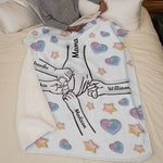 Custom Name Family Hands and Hearts Gifts - Personalized Blanket