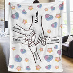 Custom Name Family Hands and Hearts Gifts - Personalized Blanket