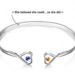 Shining Love, Timeless Grace - Family Personalized Custom Engraved Infinity Heart Bangle With Birthstones - Mother's Day, Gift For Mom, Daughter, Sister