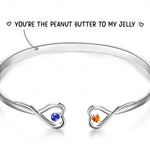 Friendship Lasts Forever - Bestie Personalized Custom Engraved Infinity Heart Bangle With Birthstones - Gift For Best Friends, BFF, Sisters