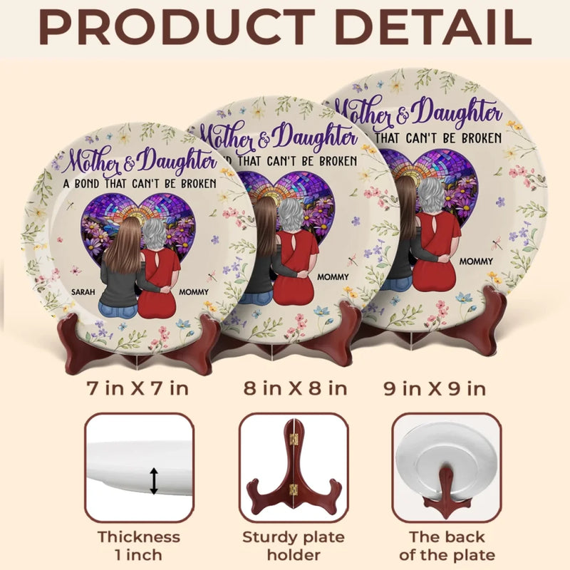A Mother’s Love Knows No End - Family Personalized Custom Ceramic Plate - Mother's Day, Gift For Mom, Daughter