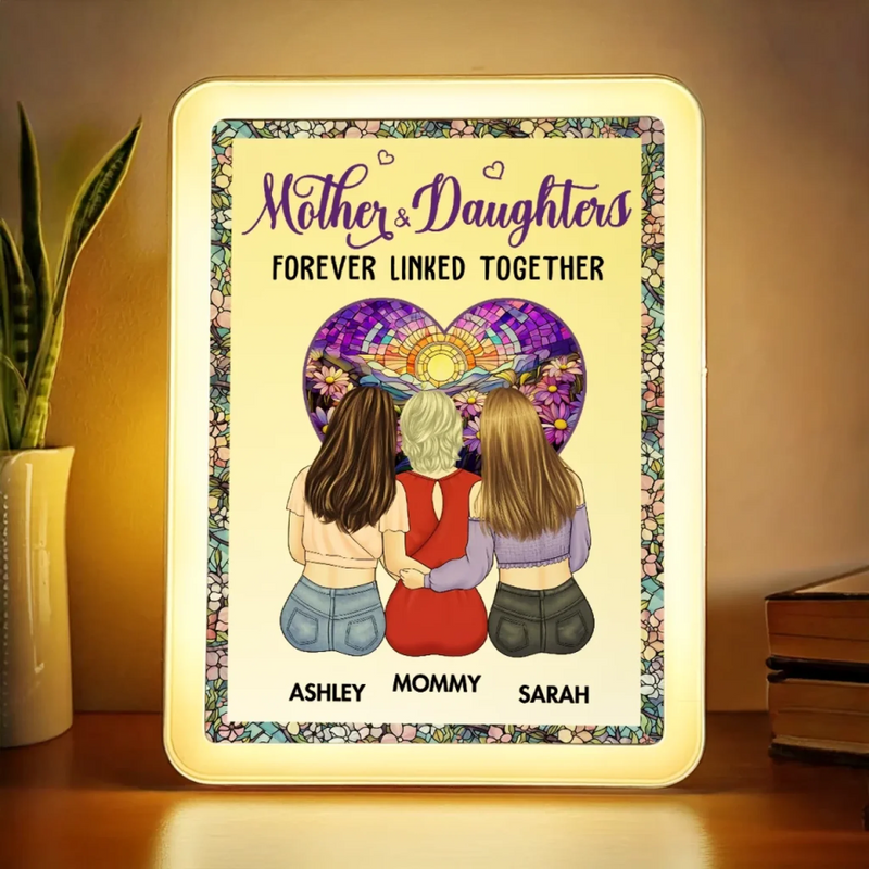 Mom And Daughter, A Love That Never Ends - Family Personalized Custom LED Mirror Frame Lamp - Mother's Day, Gift For Mom, Daughter