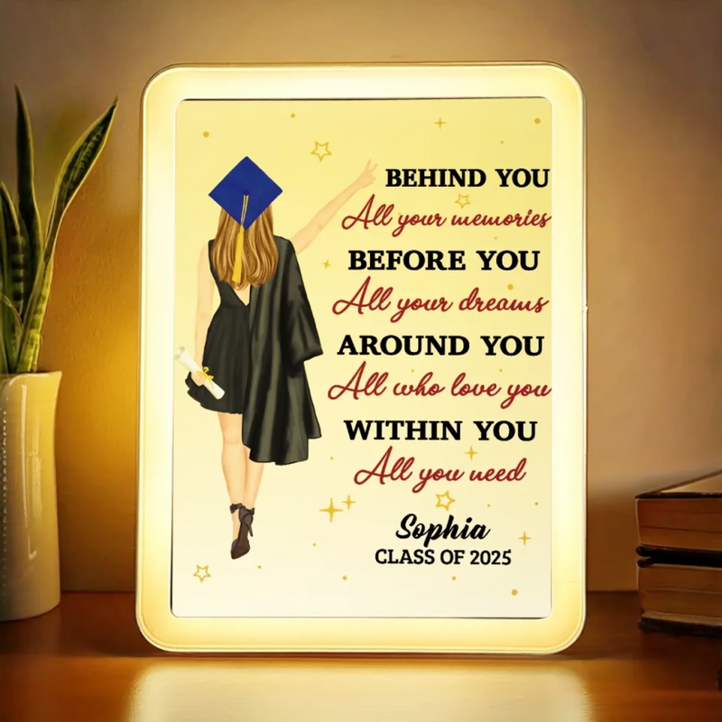 A New Chapter Begins - Family Personalized Custom LED Mirror Frame Lamp - Graduation Gift For Family Members, Siblings, Brothers, Sisters
