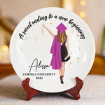 Your Journey Has Just Begun - Family Personalized Custom Ceramic Plate - Graduation Gift For Daughter, Sisters, Granddaughter