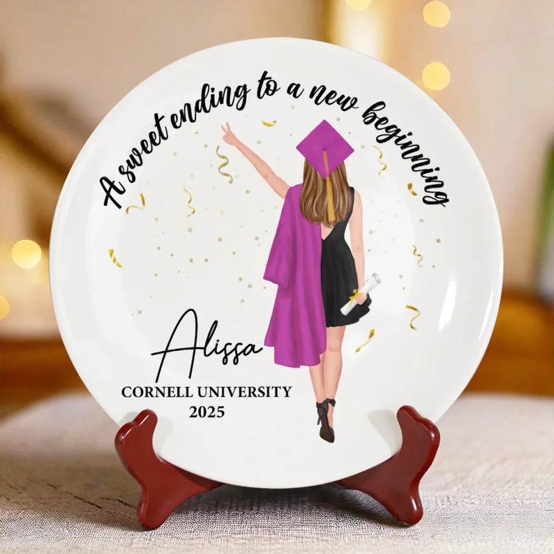 Your Journey Has Just Begun - Family Personalized Custom Ceramic Plate - Graduation Gift For Family Members, Siblings, Brothers, Sisters