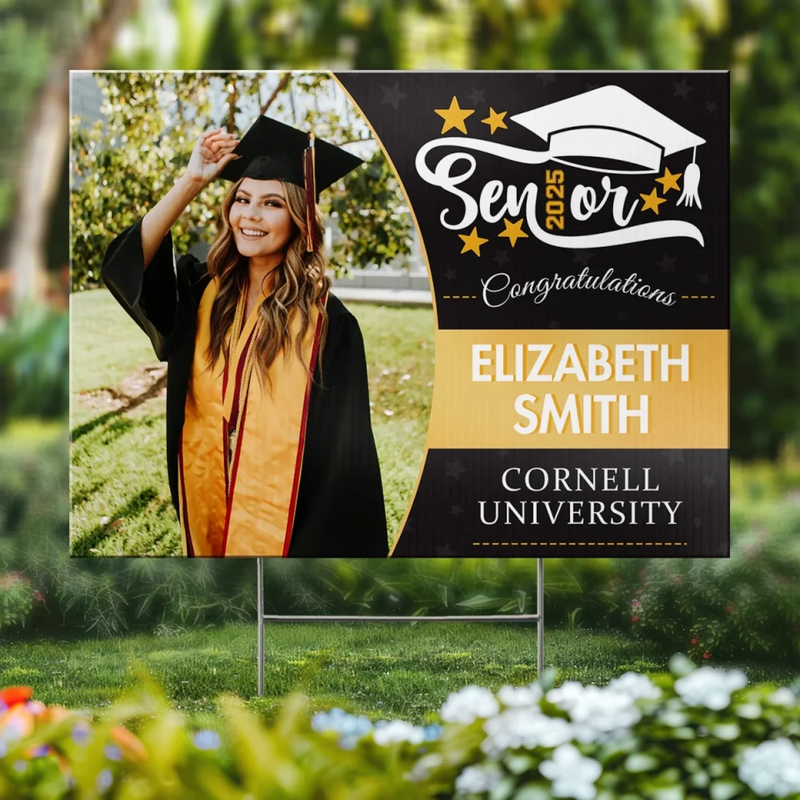 Custom Photo The Journey To Success Has Just Begun - Family Personalized Custom Yard Sign - Graduation Gift For Family Members, Siblings, Brothers, Sisters