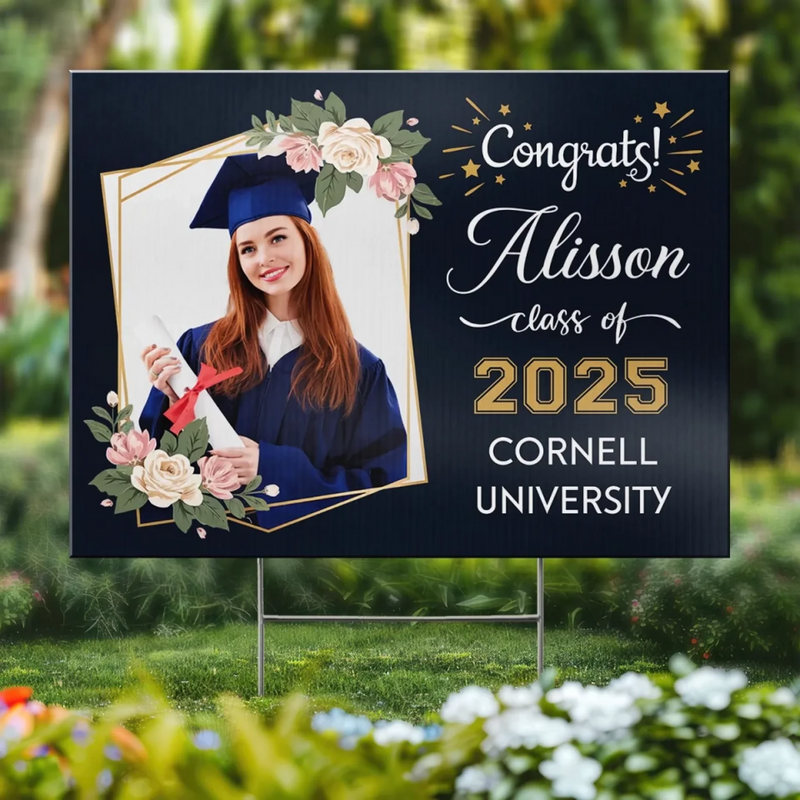Custom Photo Your Journey To Success Starts Now - Family Personalized Custom Yard Sign - Graduation Gift For Family Members, Siblings, Brothers, Sisters