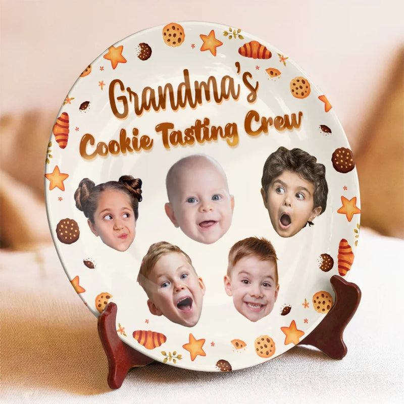 Custom Photo Grandma’s Sweetest Taste Testers - Family Personalized Custom Ceramic Plate - Mother's Day, Gift For Mom, Grandma