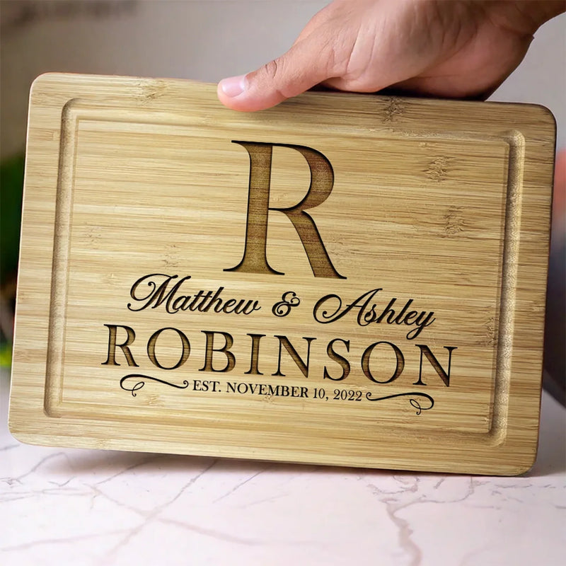 Where Love Always Grows - Couple Personalized Custom Engraved Wooden Cutting Board - Gift For Husband Wife, Anniversary