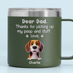 Feed Me, Walk Me, Love Me - Dog & Cat Personalized Custom 14oz Stainless Steel Tumbler With Handle - Gift For Dad, Dog Lovers
