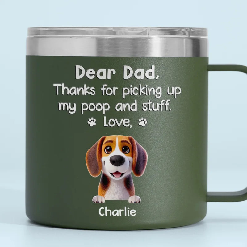 Feed Me, Walk Me, Love Me - Dog & Cat Personalized Custom 14oz Stainless Steel Tumbler With Handle - Gift For Pet Owners, Pet Lovers