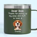 Feed Me, Walk Me, Love Me - Dog & Cat Personalized Custom 14oz Stainless Steel Tumbler With Handle - Gift For Dad, Dog Lovers