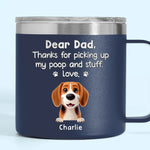 Feed Me, Walk Me, Love Me - Dog & Cat Personalized Custom 14oz Stainless Steel Tumbler With Handle - Gift For Dad, Dog Lovers