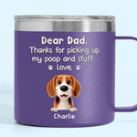 Feed Me, Walk Me, Love Me - Dog & Cat Personalized Custom 14oz Stainless Steel Tumbler With Handle - Gift For Dad, Dog Lovers