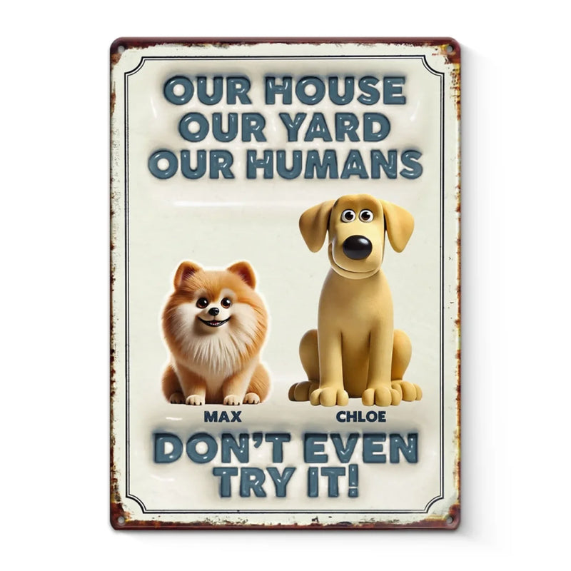 Furry Guardians On Duty - Dog Personalized Custom Home Decor Metal Sign - House Warming Gift For Pet Owners, Pet Lovers