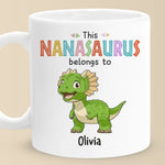 This Nanasaurus Roars With Love - Family Personalized Custom Mug - Mother's Day, Gift For Mom, Grandma