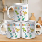 This Nanasaurus Roars With Love - Family Personalized Custom Mug - Mother's Day, Gift For Mom, Grandma