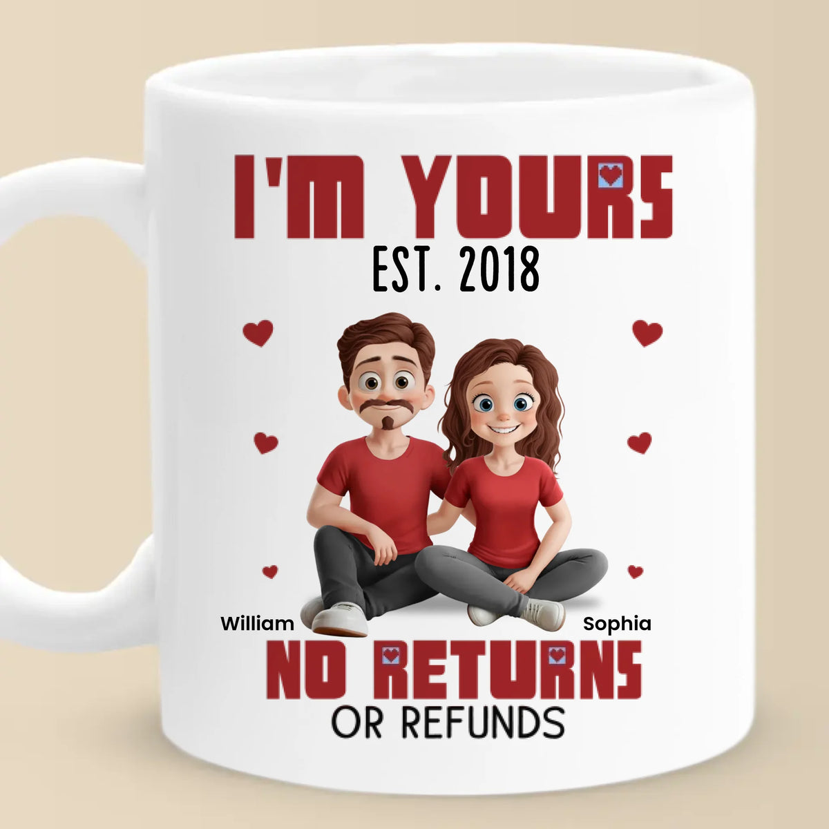 Une fois à toi, toujours à toi - Mug personnalisé pour couple - Cadeau pour mari et femme, anniversaire