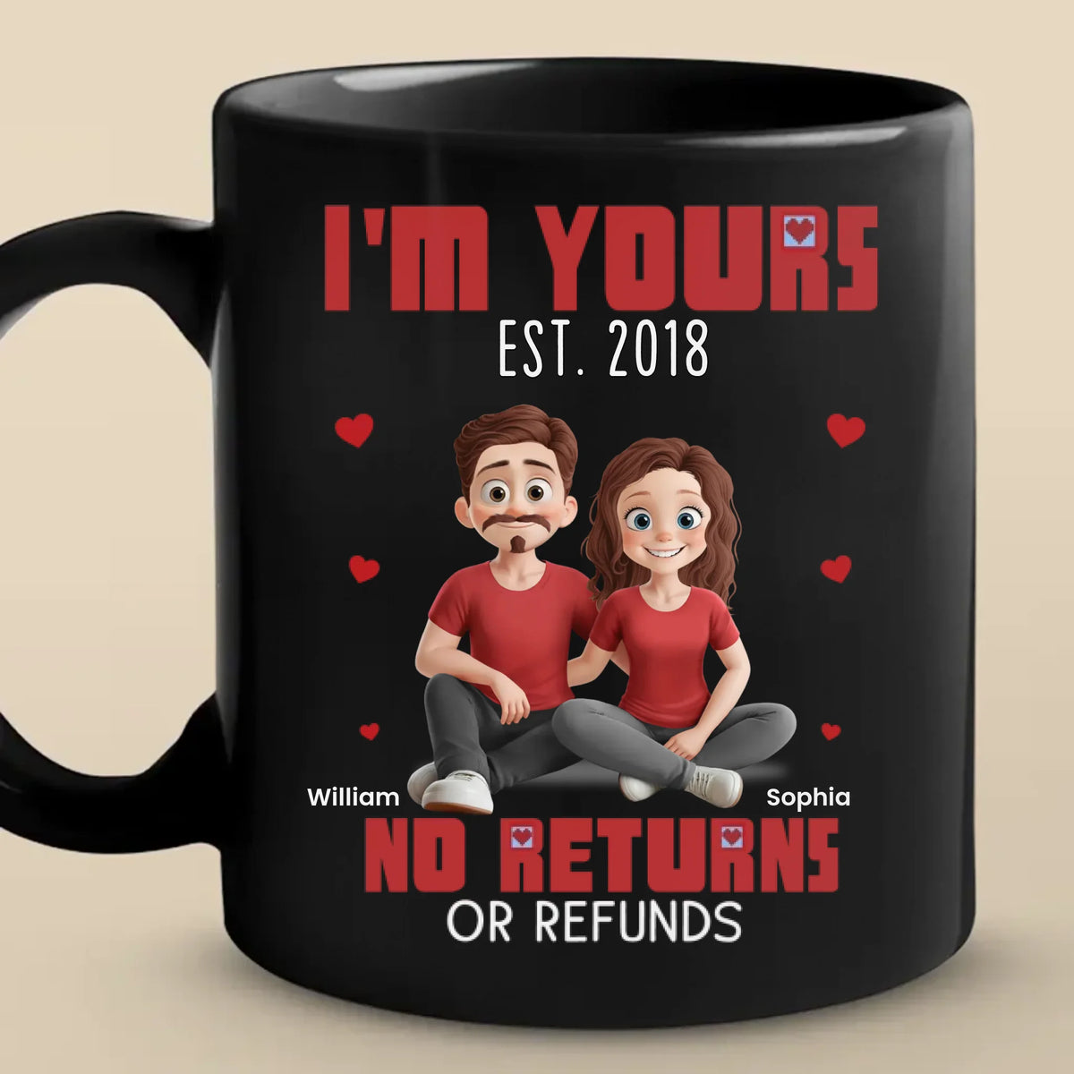 Une fois à toi, toujours à toi - Mug personnalisé pour couple - Cadeau pour mari et femme, anniversaire