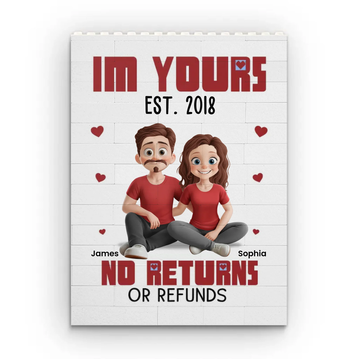 Pour toujours et à jamais - Blocs de construction rectangulaires verticaux personnalisés pour couple - Cadeau pour mari et femme, anniversaire